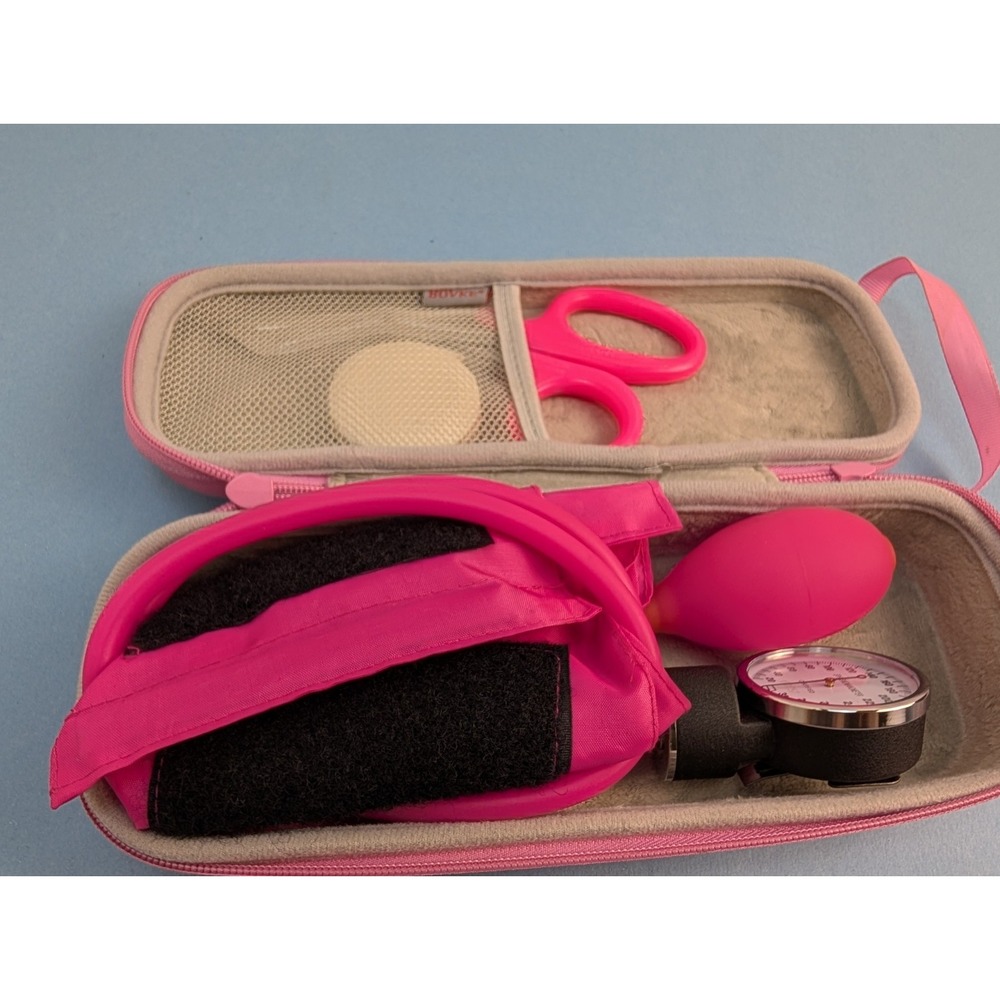 BOVKE Hard Case & Pink Sphygmomanometer Blood Pressure Monitor Cuff